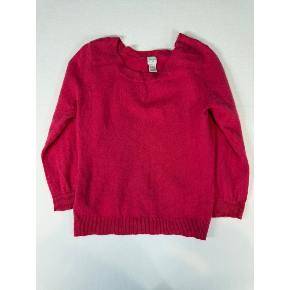 Garnet Hill Cashmere Pullover Sweater Poppy Pink Ballet Neck Size Small - Picture 9 of 9